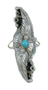 Sterling Silver Turquoise Scalloped Leaf Ring Size 7-3/4 YX89513